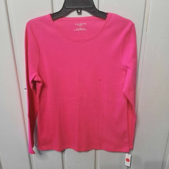 Talbots Cotton Long Sleeve Tee NWT Sz LP Pink - Picture 1 of 4